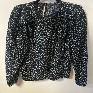 a.n.a Black and White Floral Blouse